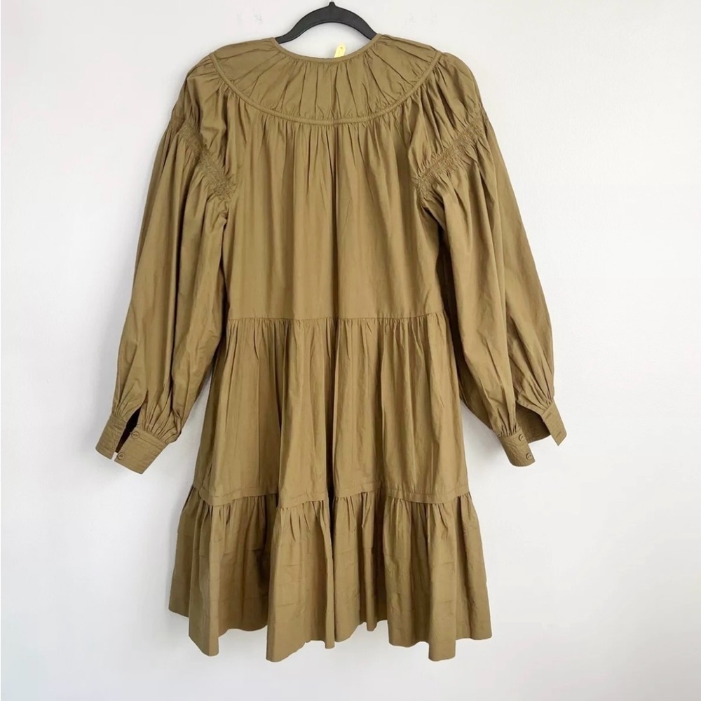 Ulla Johnson Size 6 • Green Rosa Puff Sleeve Poplin Mini Dress. - Picture 6 of 6